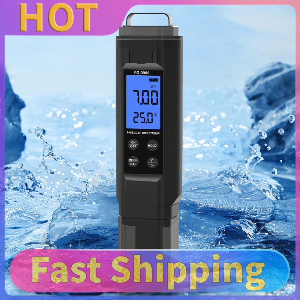 Ph Meter Digital Water Tester - 5-in-1 Digitaler Wasserqualitätstester-Stift für Salinität/PH/Temperatur/EC/TDS-Messung für